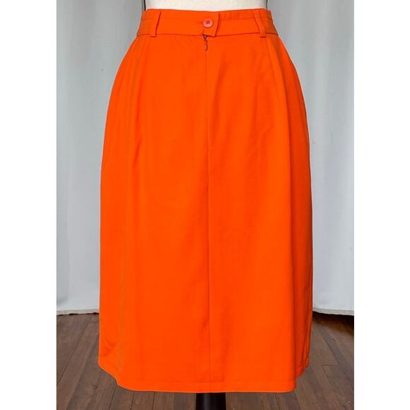 Vintage 80's Escada Orange Wool Knee Length Pencil Skirt Size Small - Picture 2 of 10